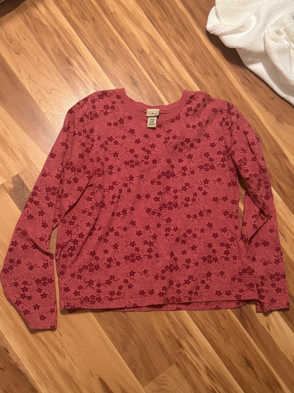 L.L. Bean | Cotton Rose Pink Floral Long Sleeve Tee - Picture 4 of 4